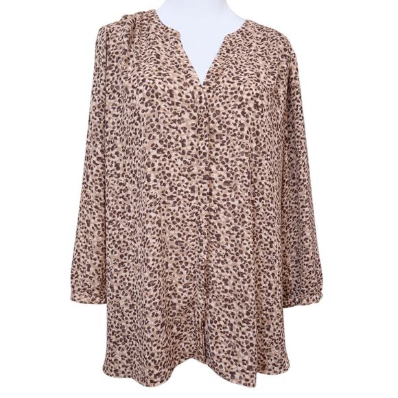 NYDJ Blouse Top Loose Flowy XL Animal Print Pleats‎ Dressy Career Office Travel - Picture 7 of 8